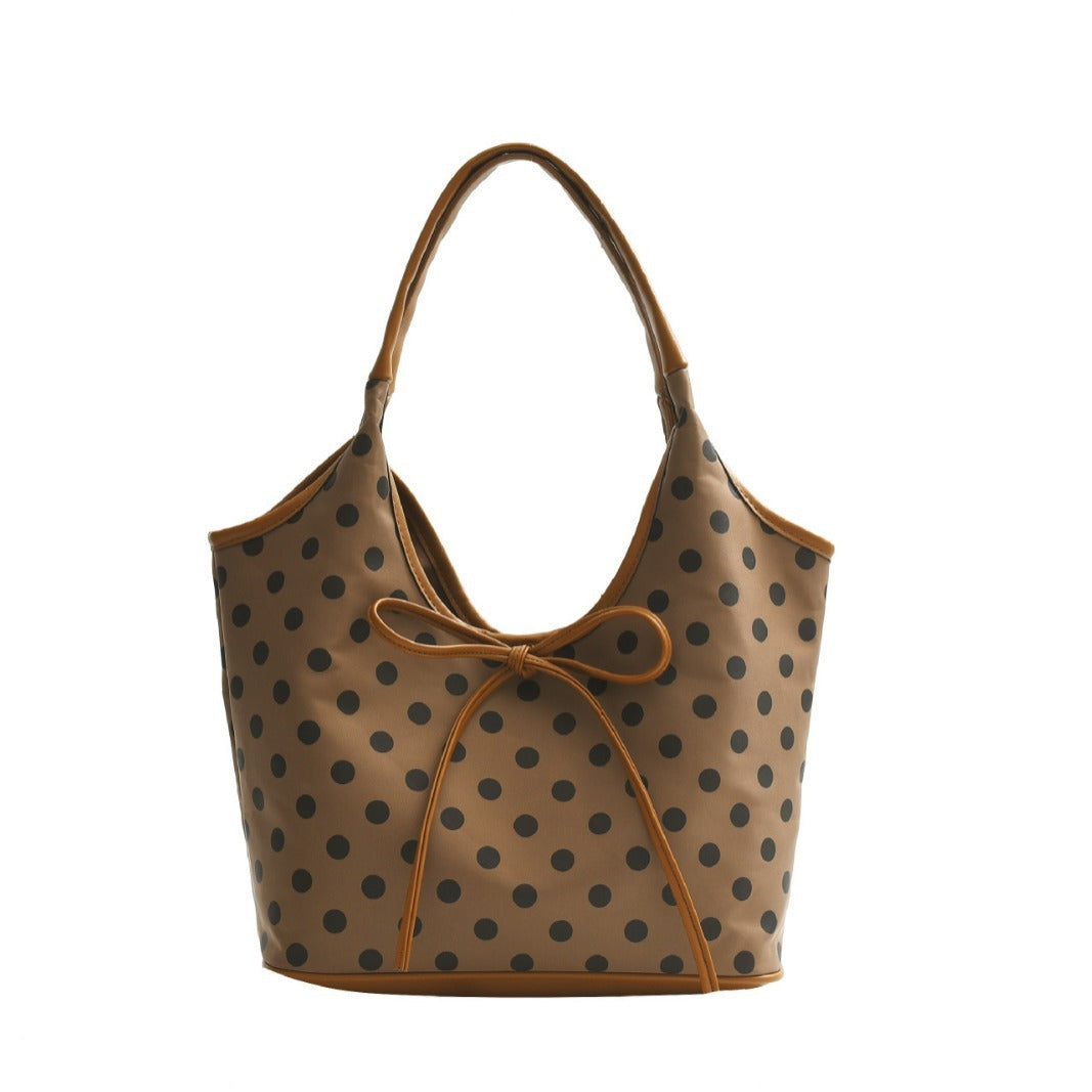 Hand-carrying Retro Casual Tote Bag Fashion Polka Dot Underarm Bag Large Capacity