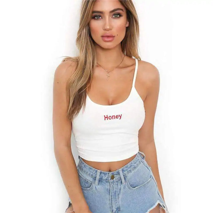 Honey Letter Embroidery Tank Top