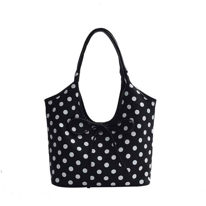 Hand-carrying Retro Casual Tote Bag Fashion Polka Dot Underarm Bag Large Capacity