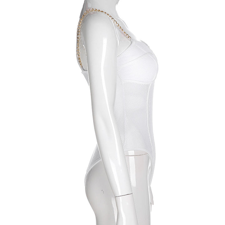 Grid Chain Sling Bottoming Shirt