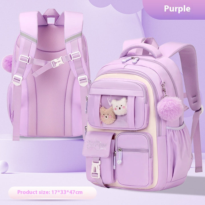 Pink Princess Primary School Student Schoolbag Children Backpack Girl Lightweight And Large Capacity
