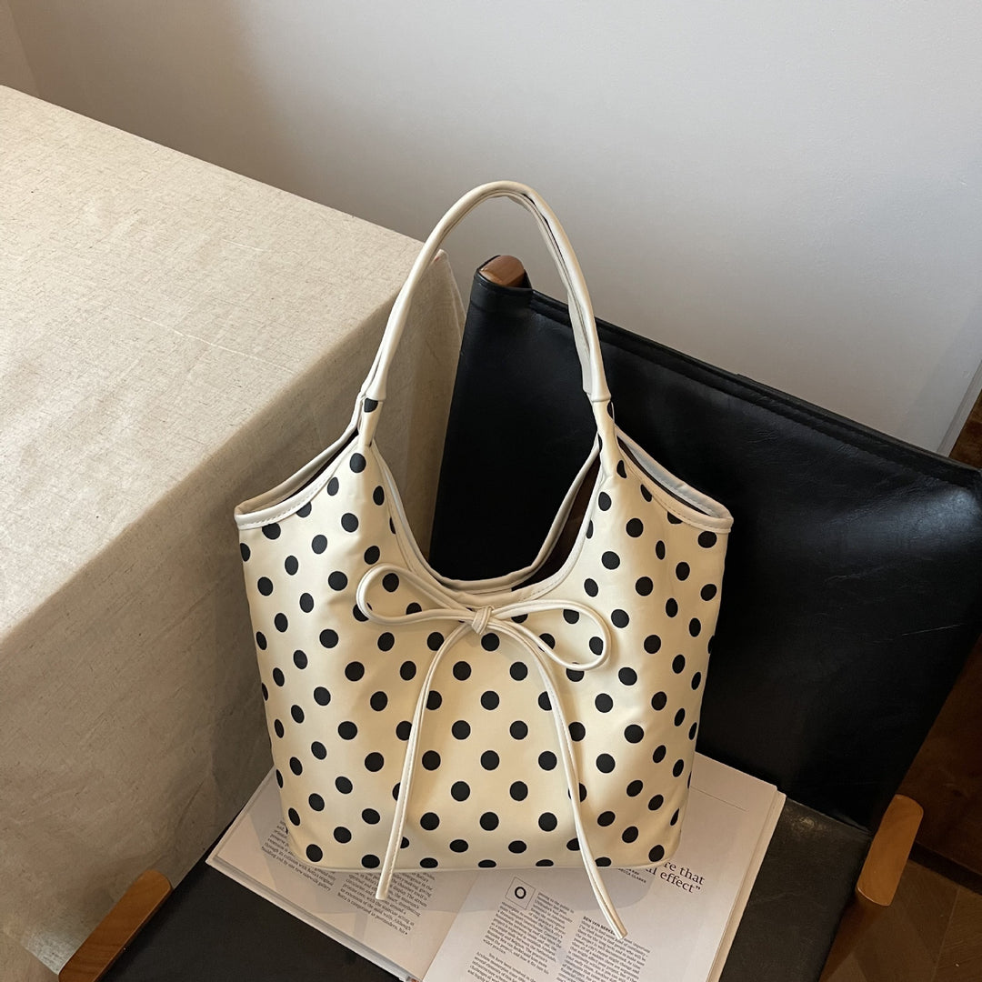 Hand-carrying Retro Casual Tote Bag Fashion Polka Dot Underarm Bag Large Capacity