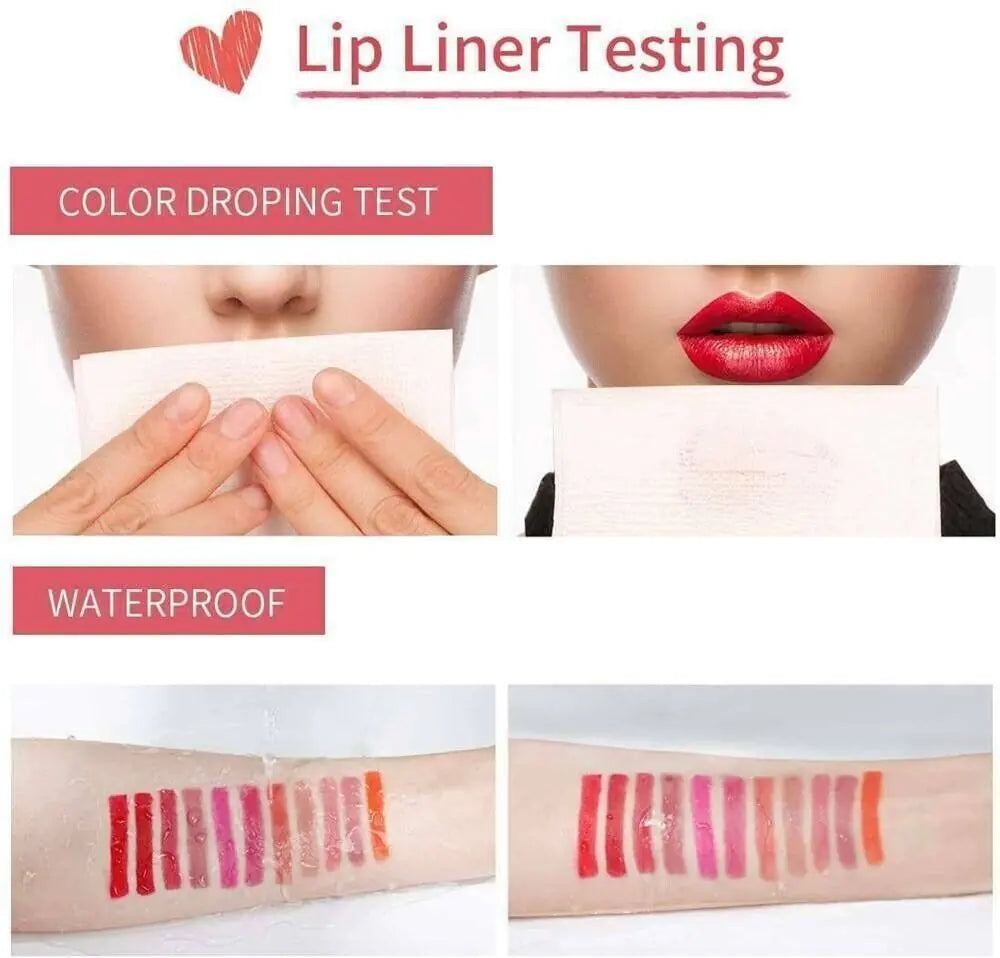 12-Piece Luxury Matte Lip Collection | Long-Lasting Waterproof Lip Liners & Pencils