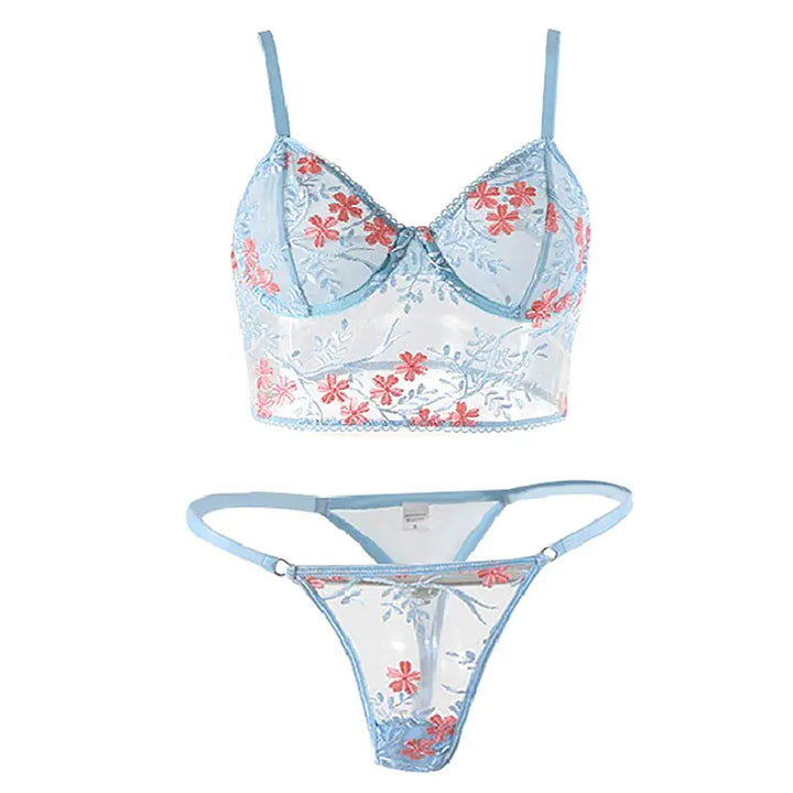 Floral Embroidery Lingerie Set