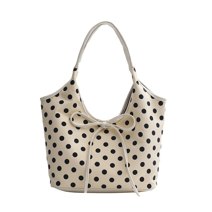 Hand-carrying Retro Casual Tote Bag Fashion Polka Dot Underarm Bag Large Capacity