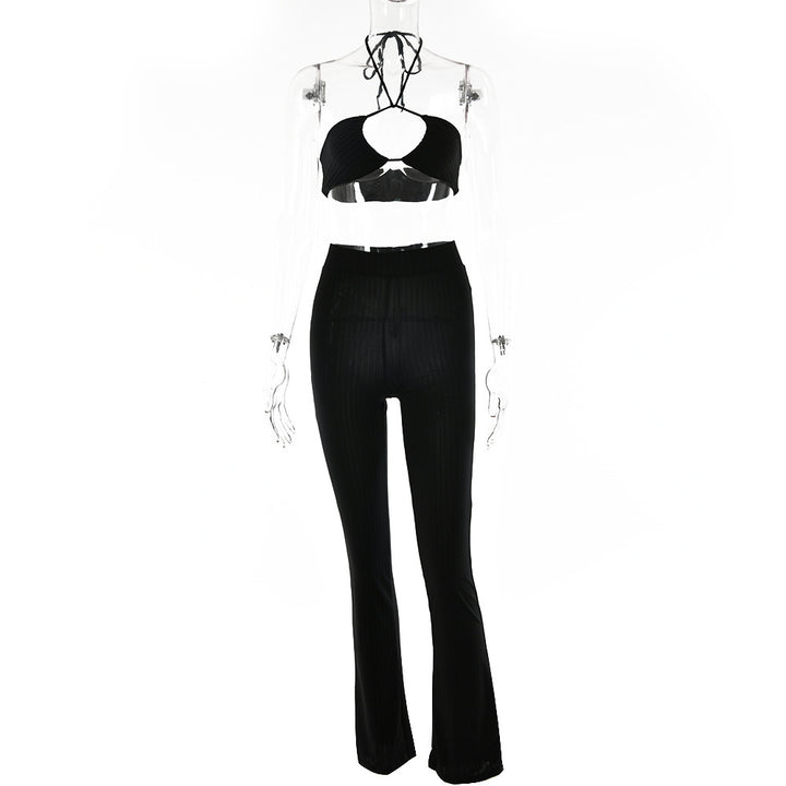 Casual Suit Sexy Tube Top Drawstring Halter Top High Waist
