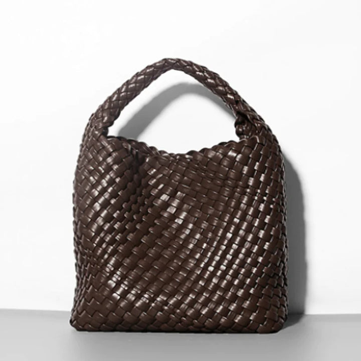 Hand-woven Bucket Soft Leather Bag for Women