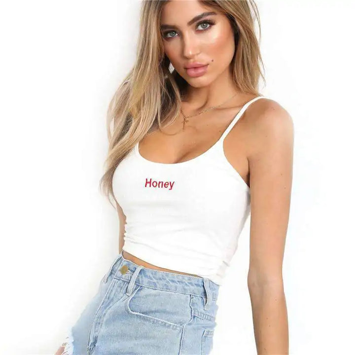 Honey Letter Embroidery Tank Top