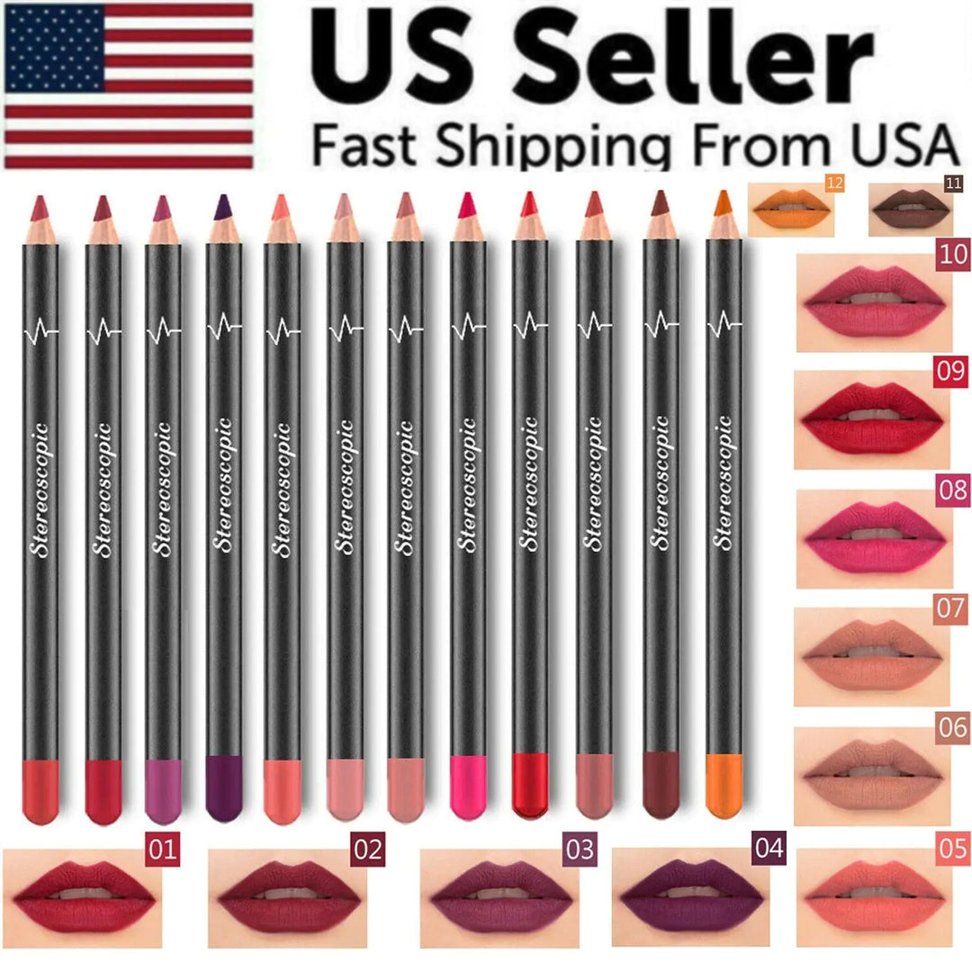 12-Piece Luxury Matte Lip Collection | Long-Lasting Waterproof Lip Liners & Pencils