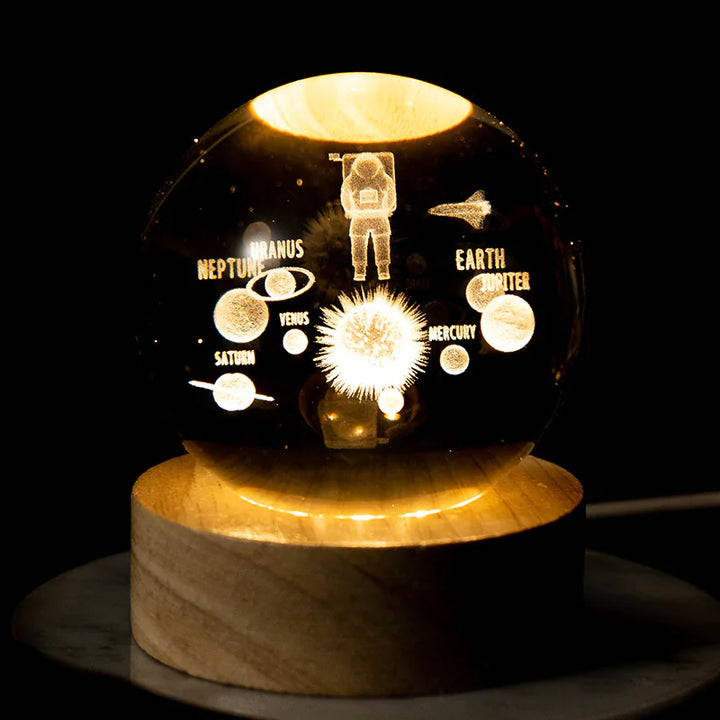 3D Solar System Crystal Ball Lamp