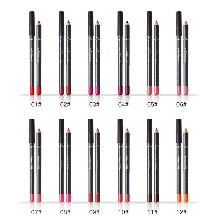 12-Piece Luxury Matte Lip Collection | Long-Lasting Waterproof Lip Liners & Pencils