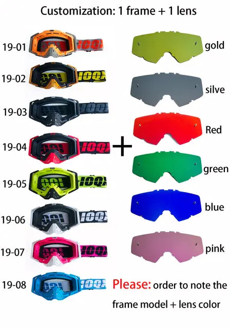 Dirt Bike Goggles, Motorcycle Goggles ATV Goggles Riding Goggles Ski Goggles Windproof Glasses Racing Goggles
