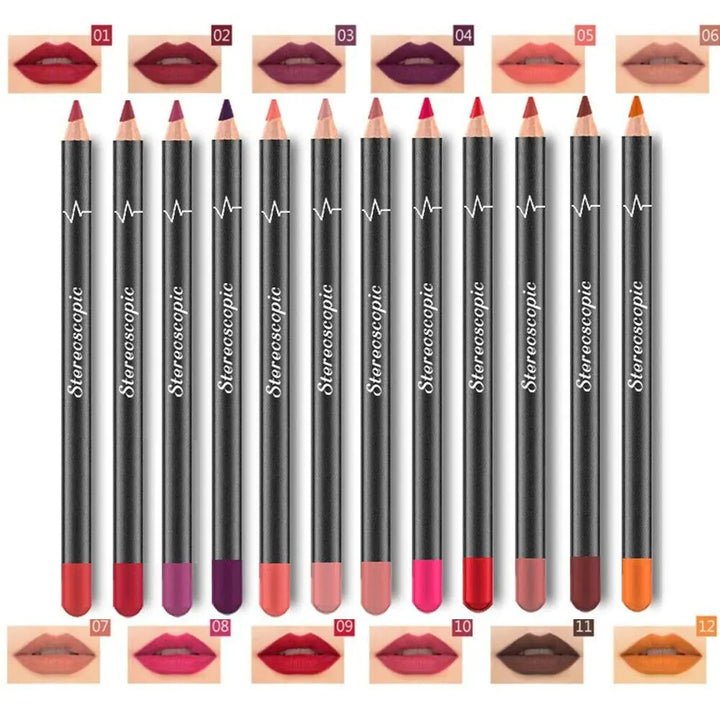 12-Piece Luxury Matte Lip Collection | Long-Lasting Waterproof Lip Liners & Pencils