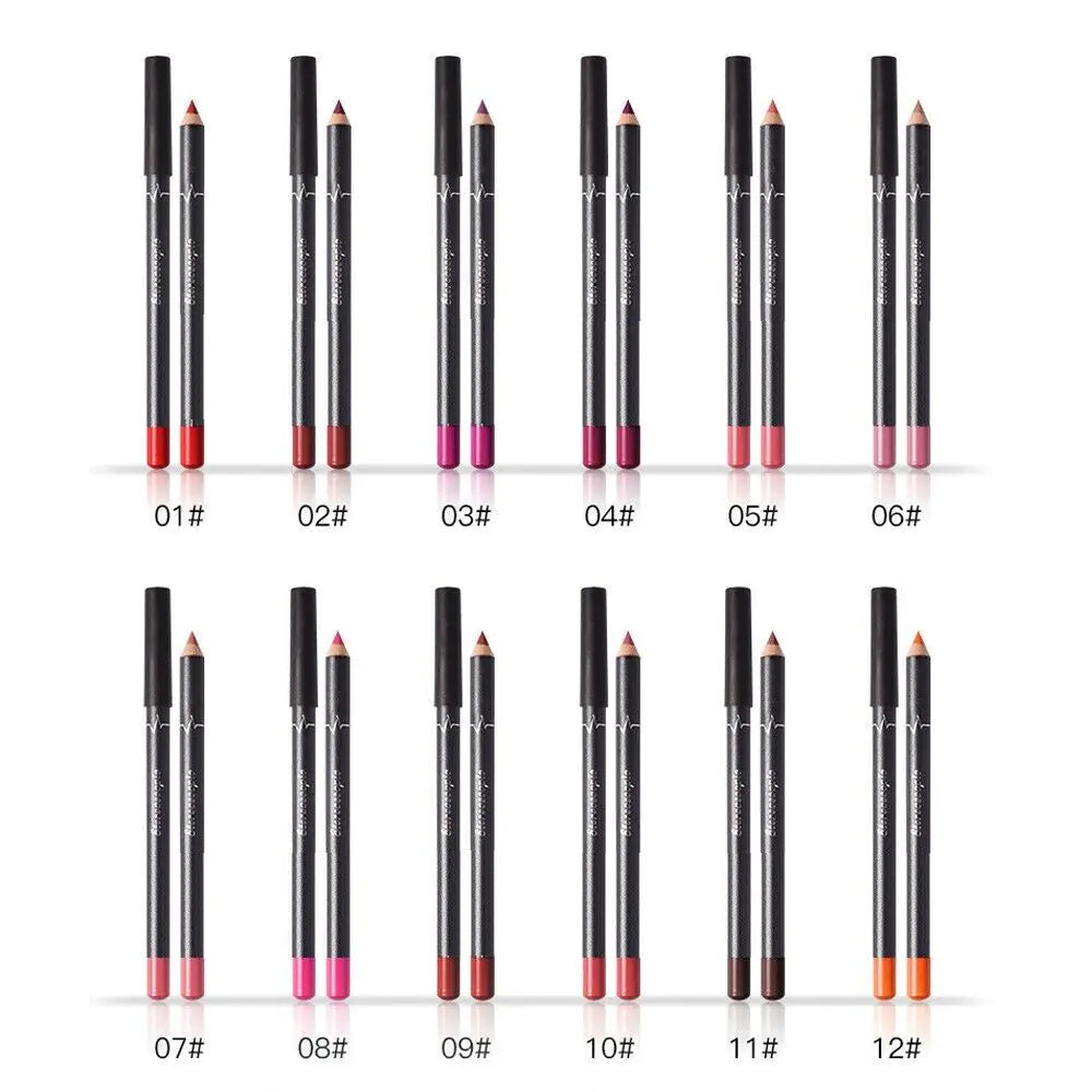 12-Piece Luxury Matte Lip Collection | Long-Lasting Waterproof Lip Liners & Pencils