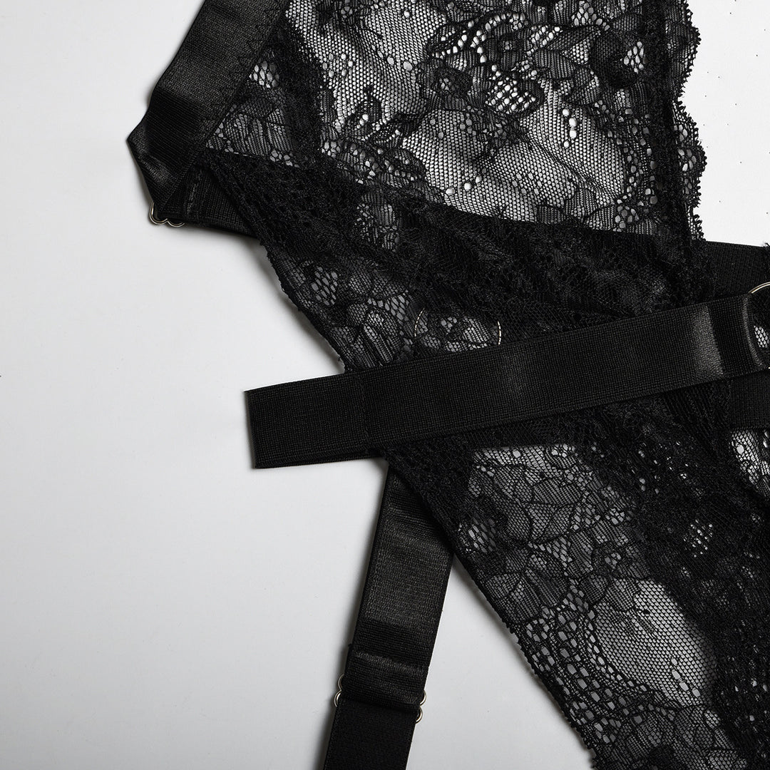 Underwear Bodysuit Lace Sling Creative Stitching With Foot Ring