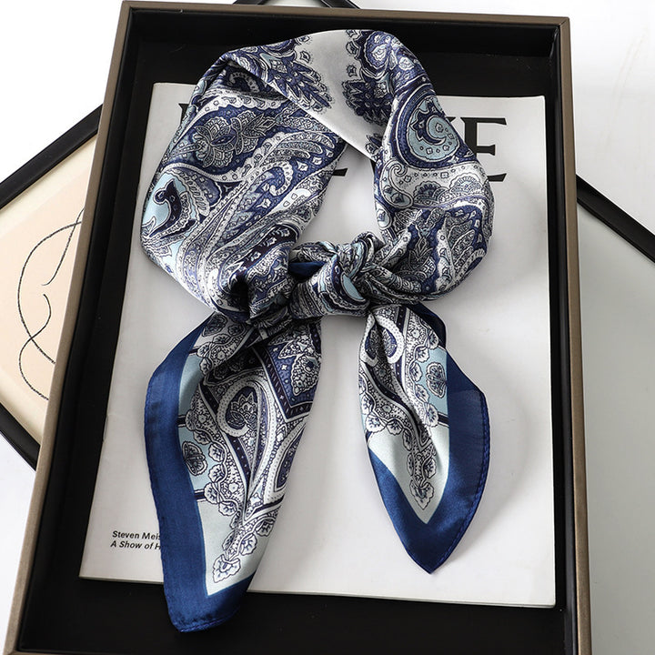 Artificial Silk Striped High-grade Korean Style Stylish Beach Arm Bag Silk Scarf