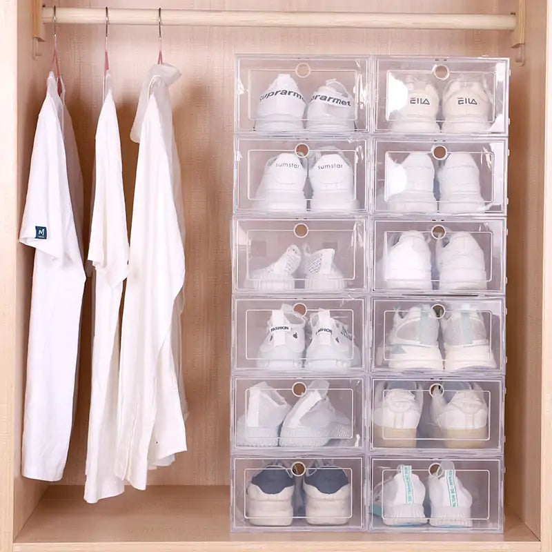 Transparent sneaker storage organizer box