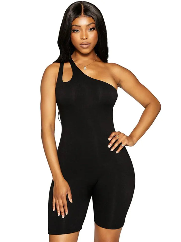 Cut Out One Shoulder Playsuit For Women