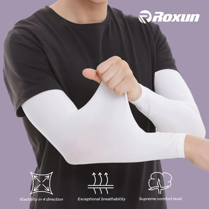 Arm Sleeves, Cooling UV Sun Protection Sports Compression for Men/Women 4 Pairs - Black+white+dark Gray+blue